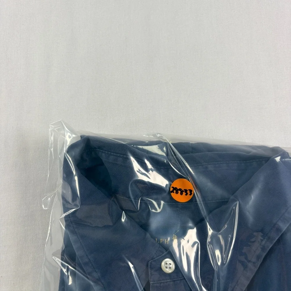 Polo Ralph Lauren Shirt Mens 2XB Big Blue Button Up Short Sleeve Camp Casual